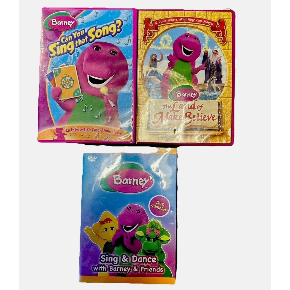 Barney DVD Lot of 3 Land of Make Believe Can You Sing That Song?-Sing & Dance